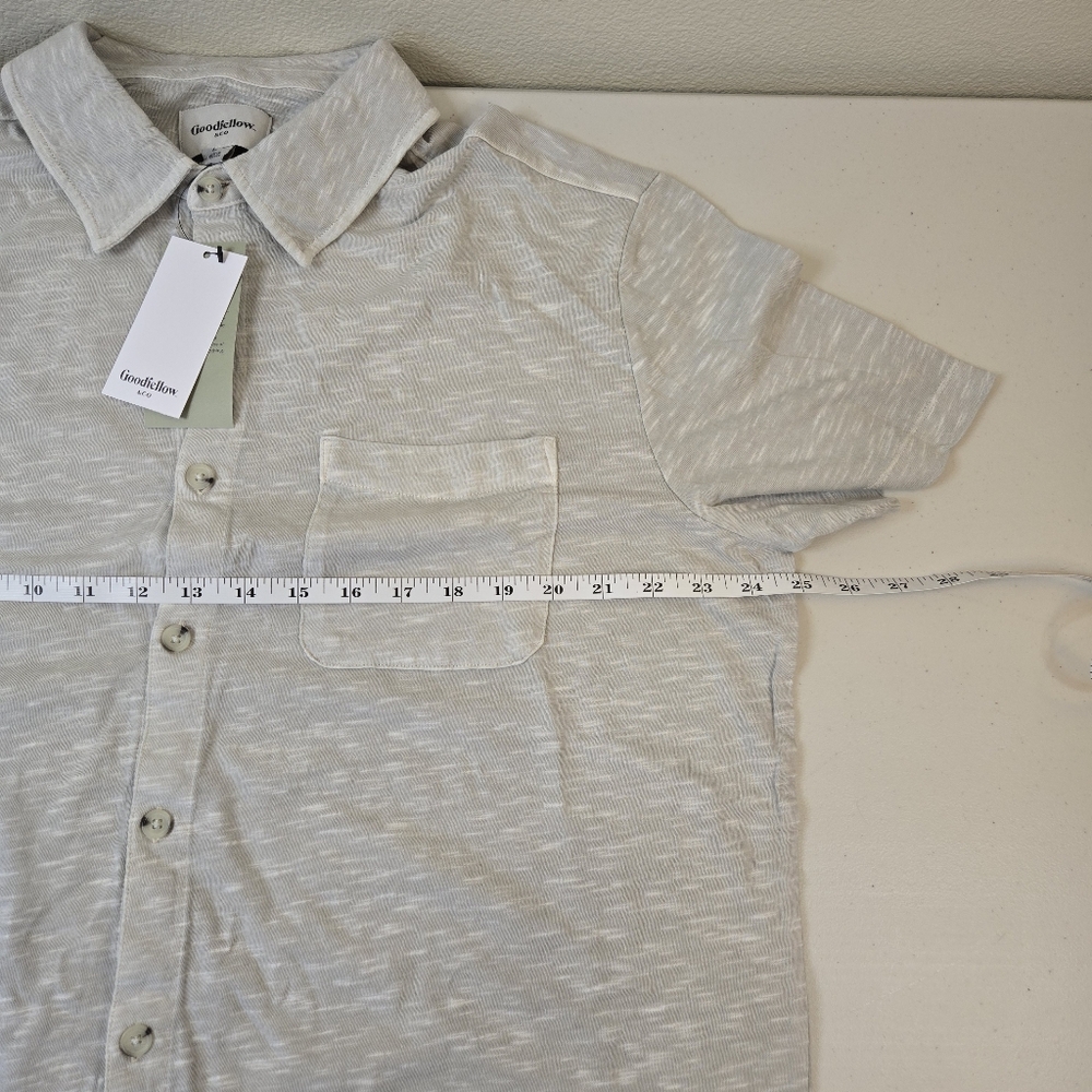 NWT Goodfellow Light Gray Short Sleeve Button Down Shirt Stone - Picture 8 of 10